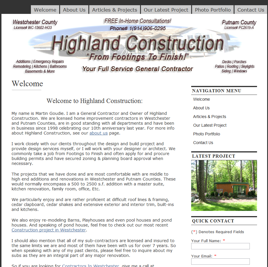 Highland Construction In Westchester and Putnam Highland Construction In Westchester and Putnam